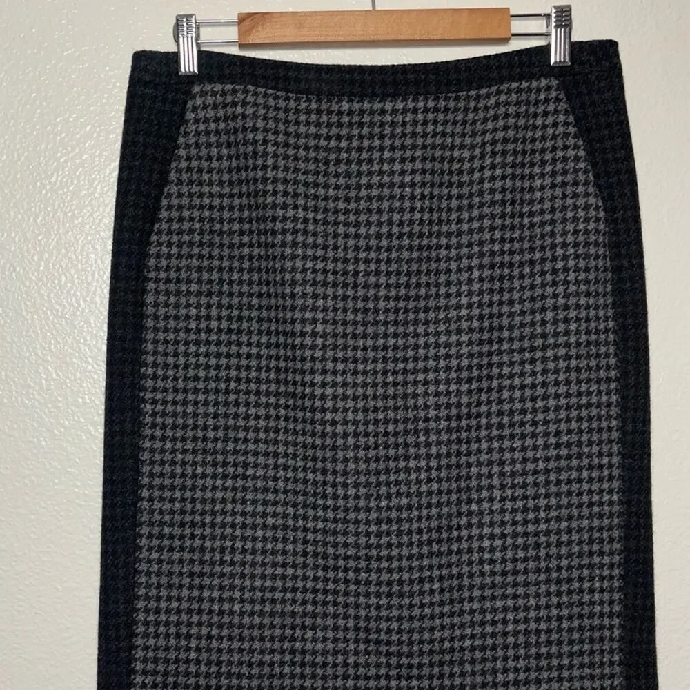 J. Crew Colorblock pencil skirt in houndstooth wool blend women's 8 Black & Gray